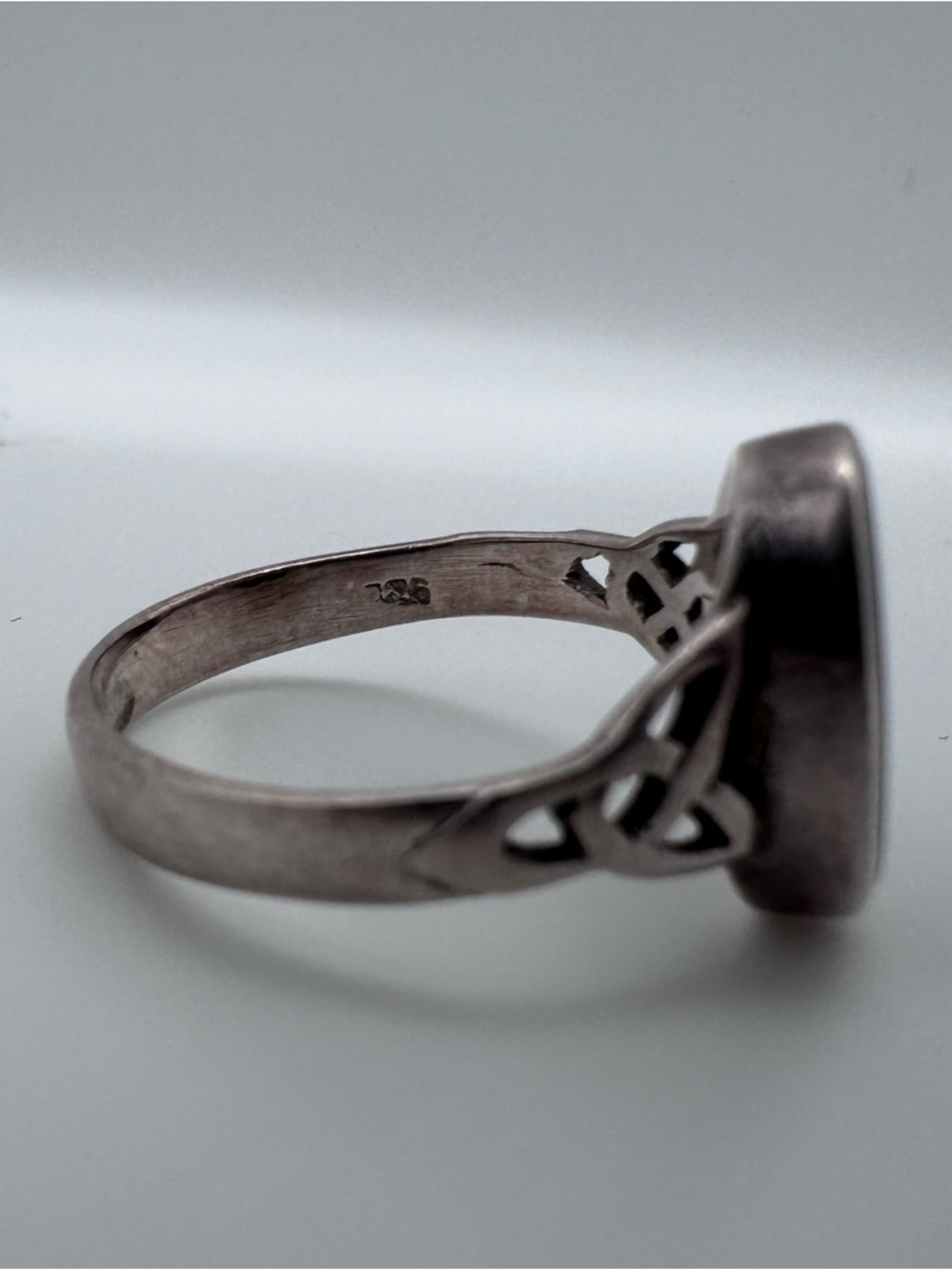 Sterling Silver 925 Oval Black Onyx Inlay Gemstone Ring Size 8.25 - Picture 5 of 7